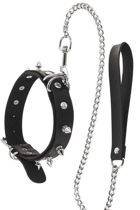 Collier Fétichiste avec Anneaux, Pointes & Laisse Métallique - MicroTech Pro