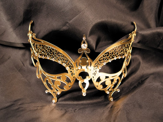 Masque Vénitien Alida Doré avec Strass – Élégance et Mystère - MicroTech Pro